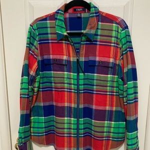 Chaps Retro Flannel Plaid Shirt Jacket